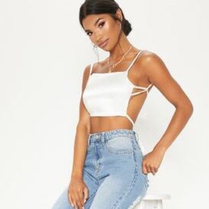 Satin backless straps top